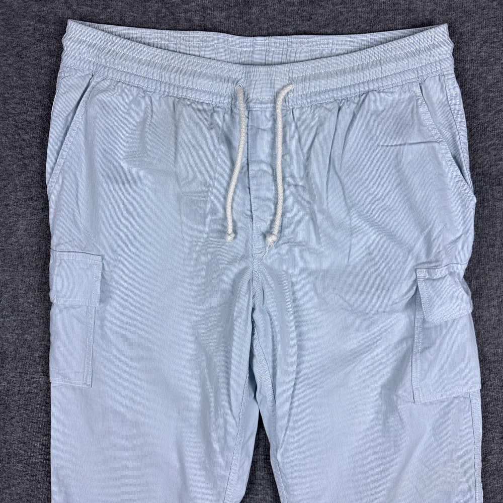 Vilebrequin Pants Mens XXL Blue Railroad Striped Cargo Drawstring Pull On Cotton